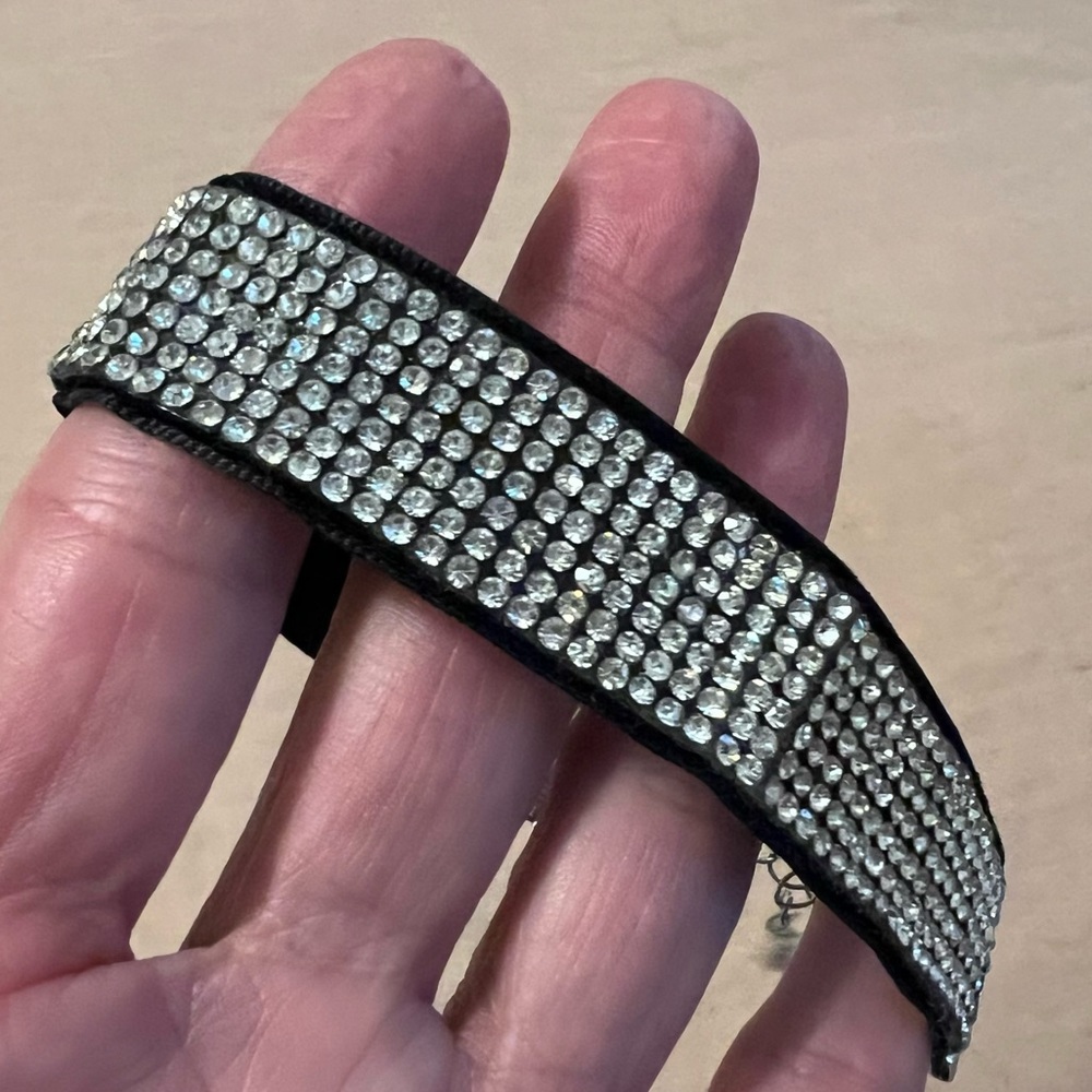 Rhinestone rhinestones silver tone bracelet adjustable dressy sparkly